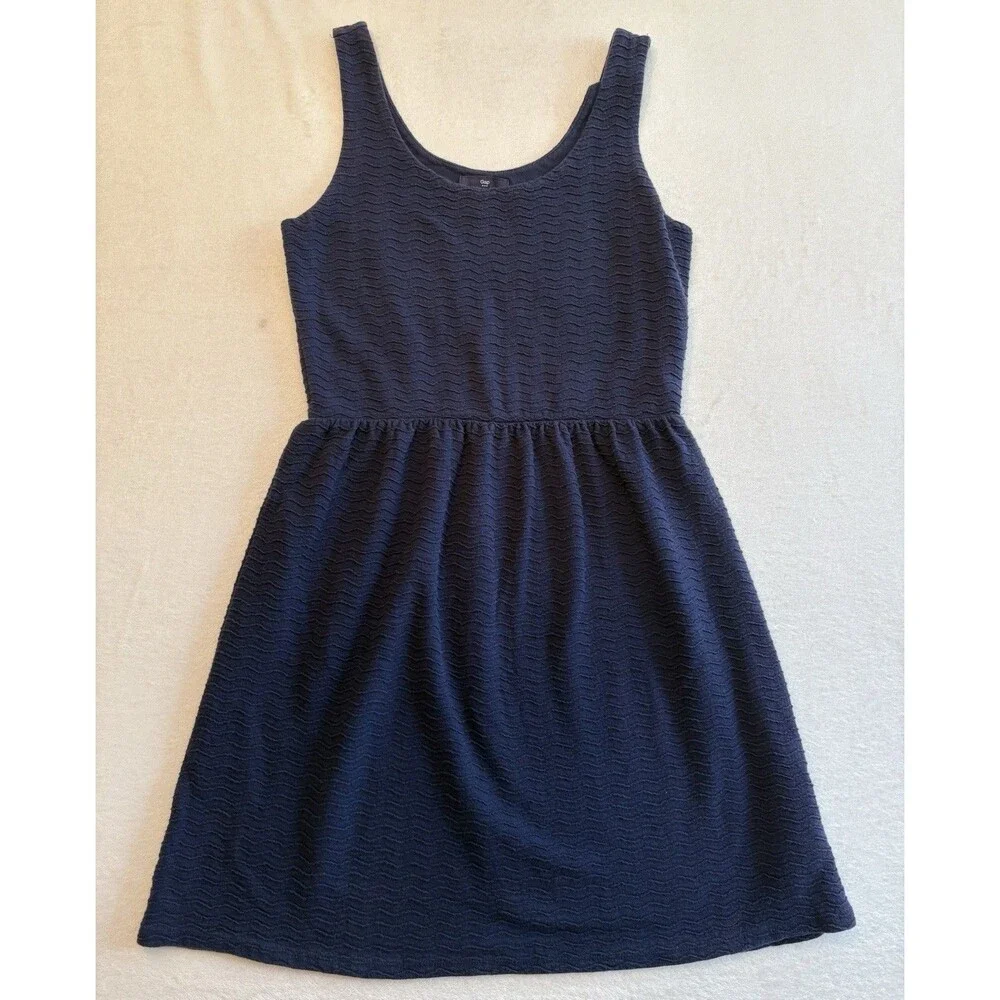 Gap Girls Sleeveless Dress Navy Textured Sleeveless Size M Cotton Fit & Flare
